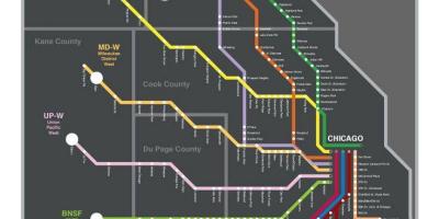 Metra juna kartta Chicago