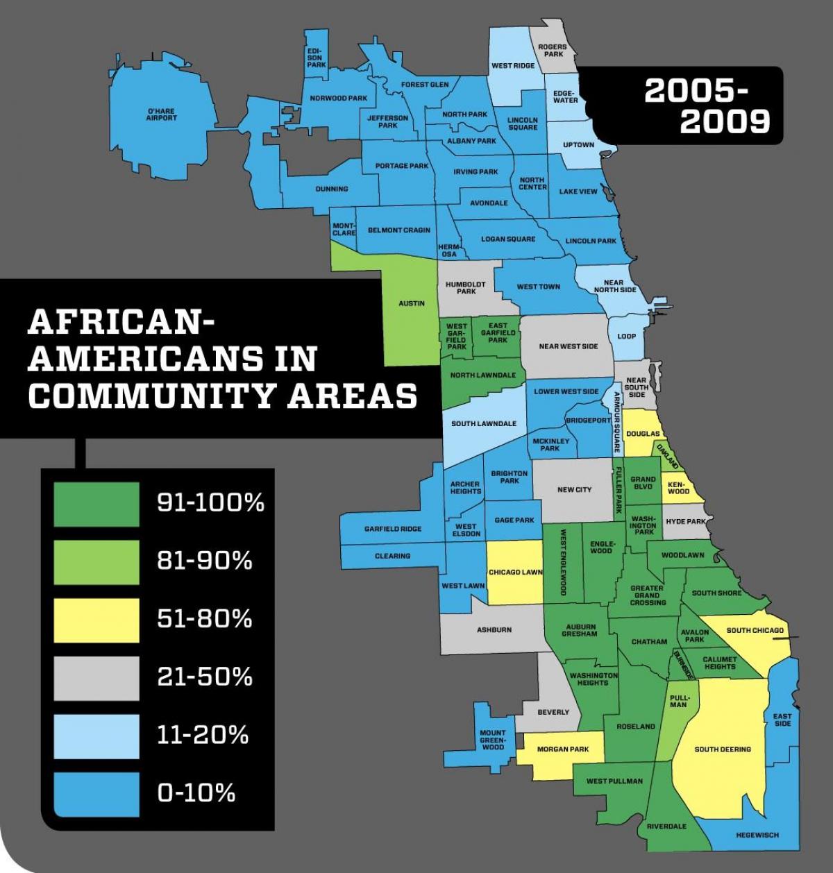 Chicago naapurustossa rikollisuuden kartta