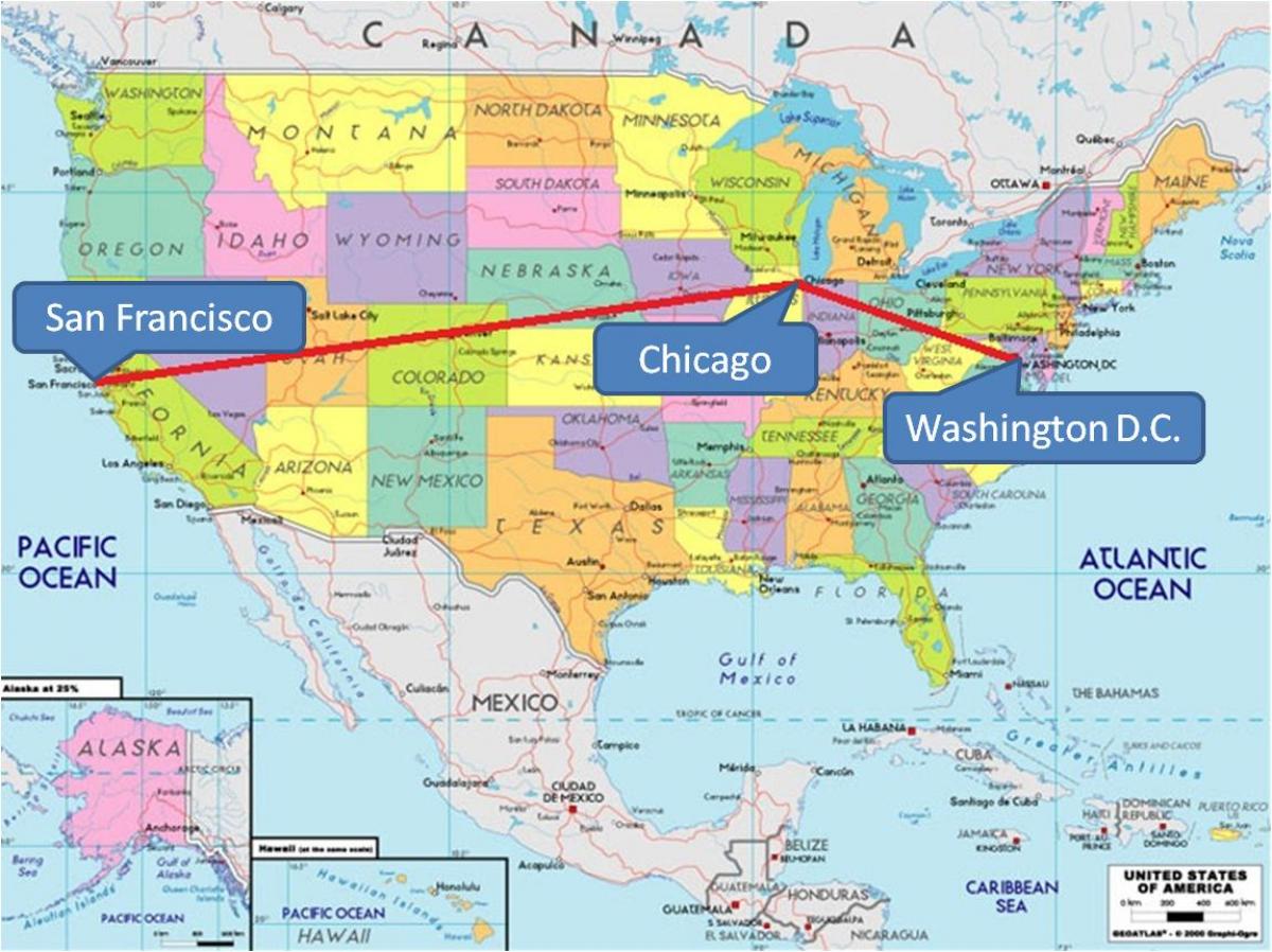 Chicago kartta usa - Chicago on USA map (yhdysvallat)
