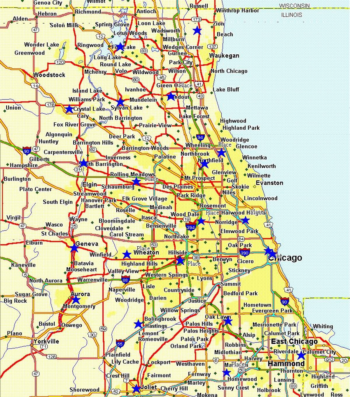 kaupungin kartta Chicago