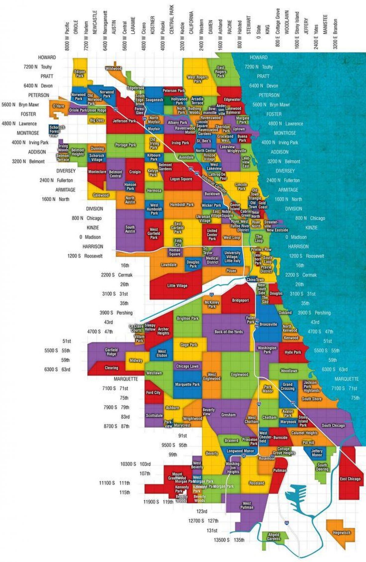Chicago ja lähiöissä kartta