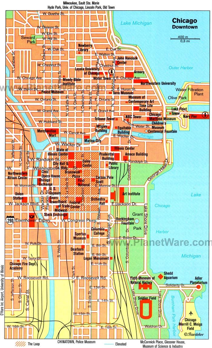 kartta Chicago nähtävyydet