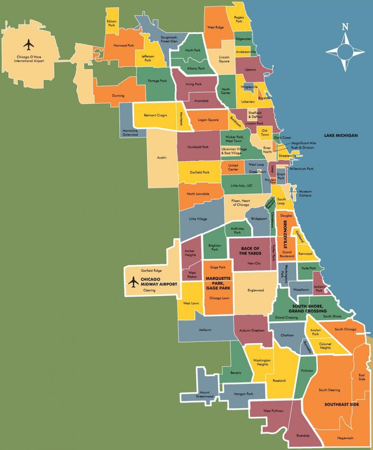 kartta lähiöissä Chicago
