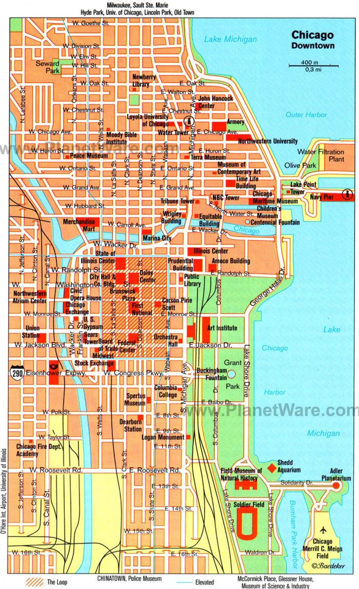 kartta Chicago nähtävyydet