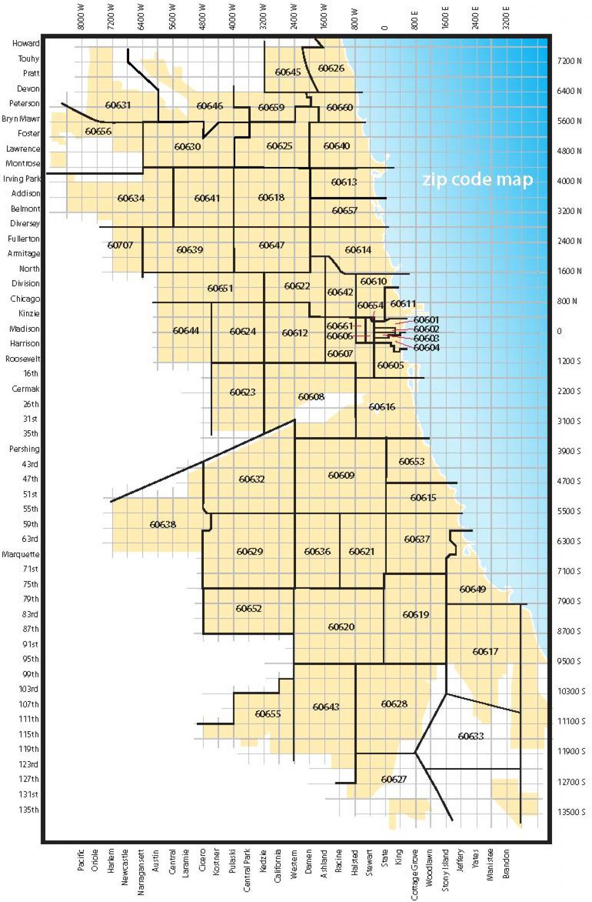 kartta Chicago postinumerot