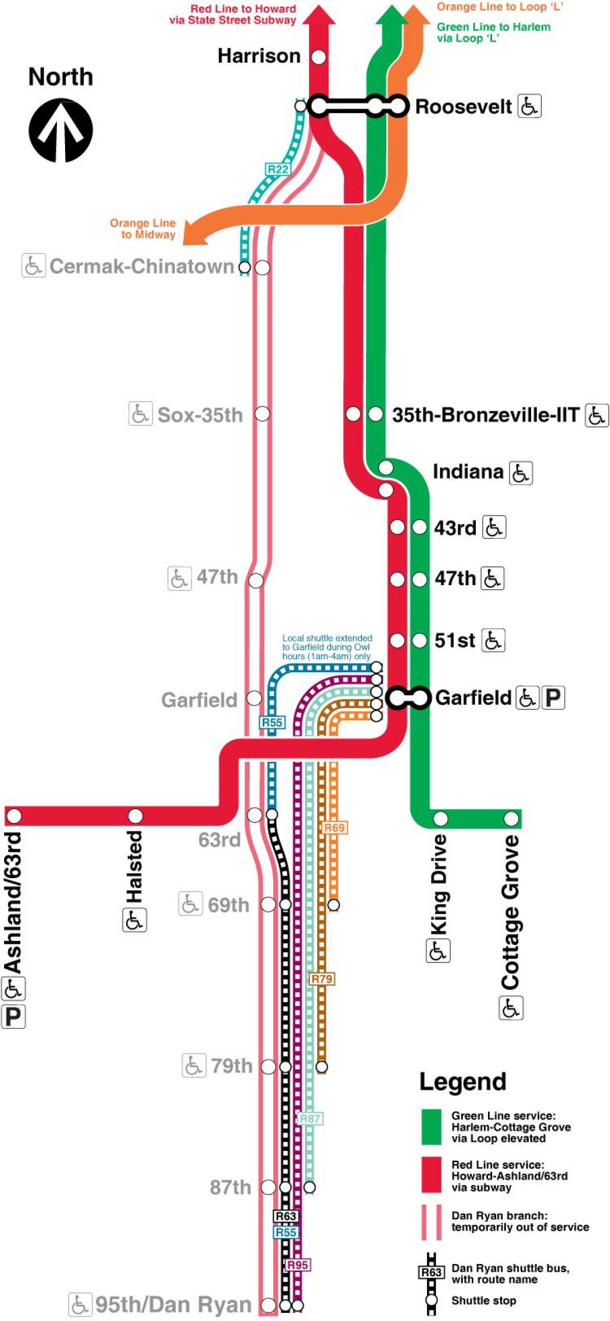 Chicago cta punainen viiva kartta