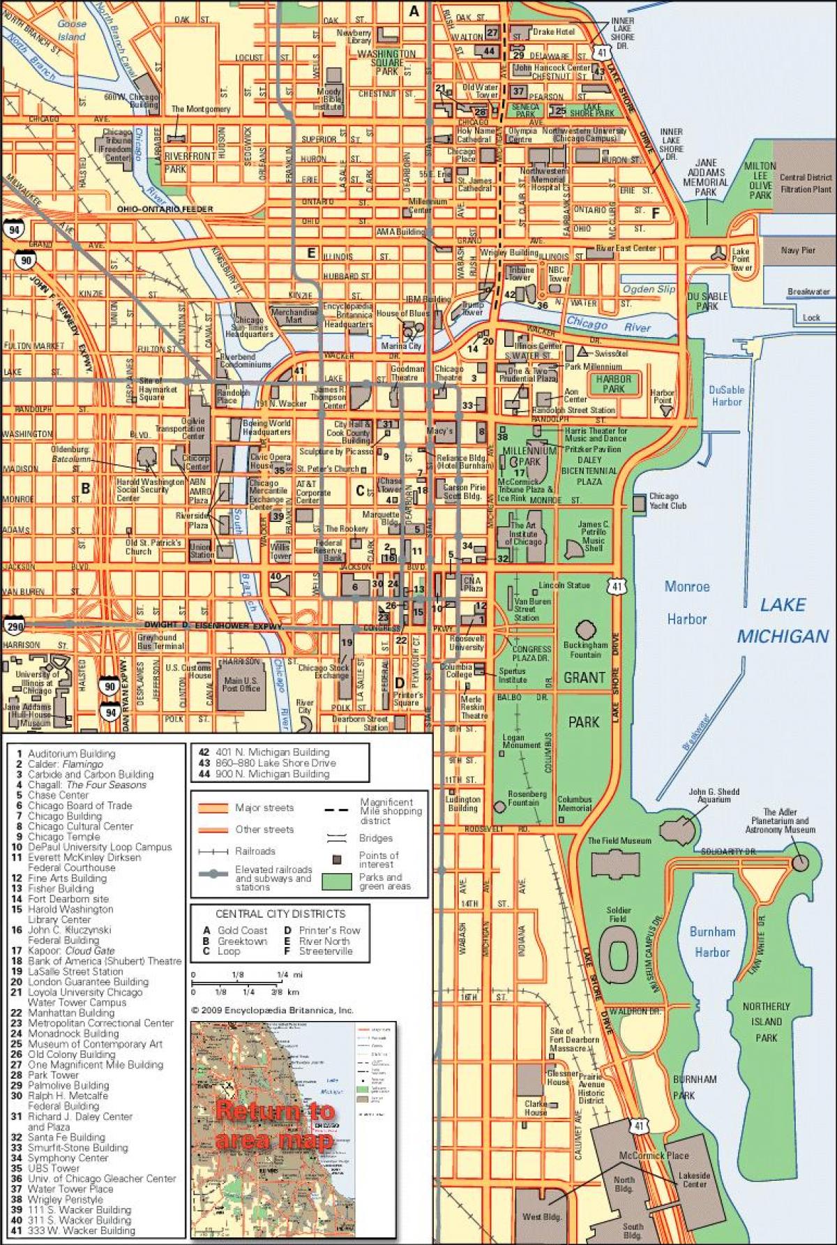 Chicagon keskustan kartta