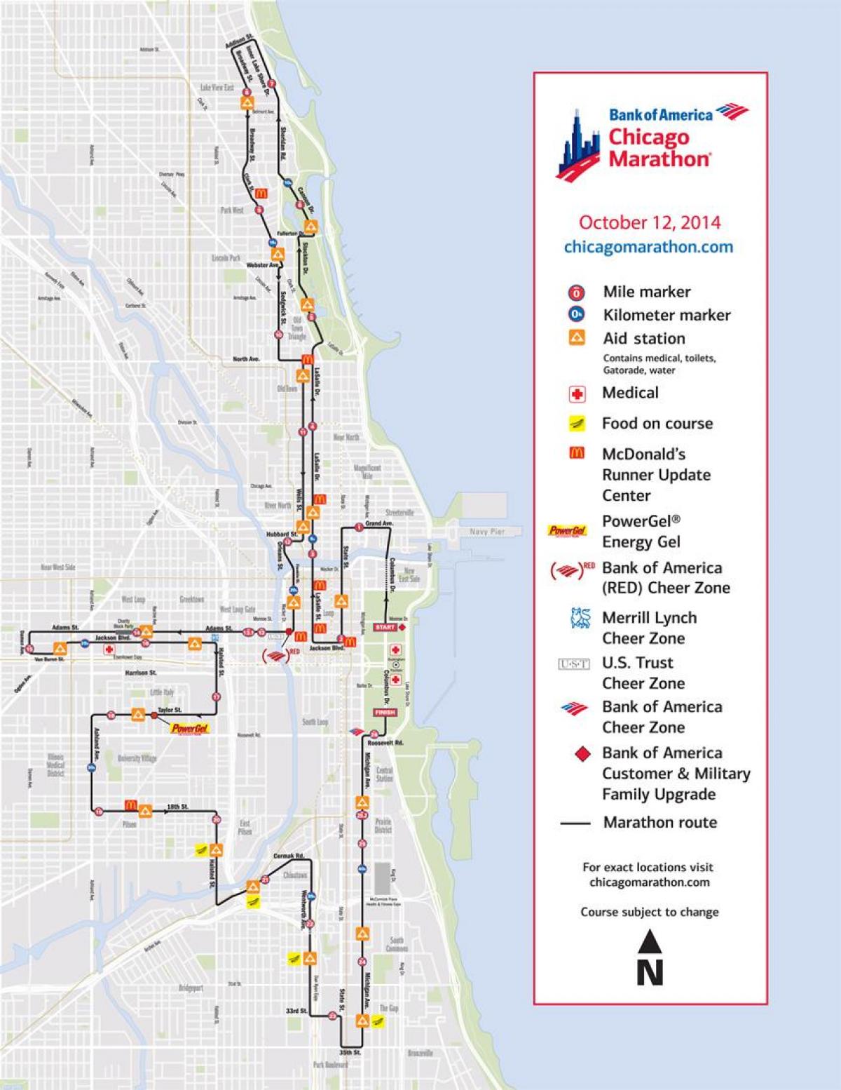 Chicago marathon race kartta