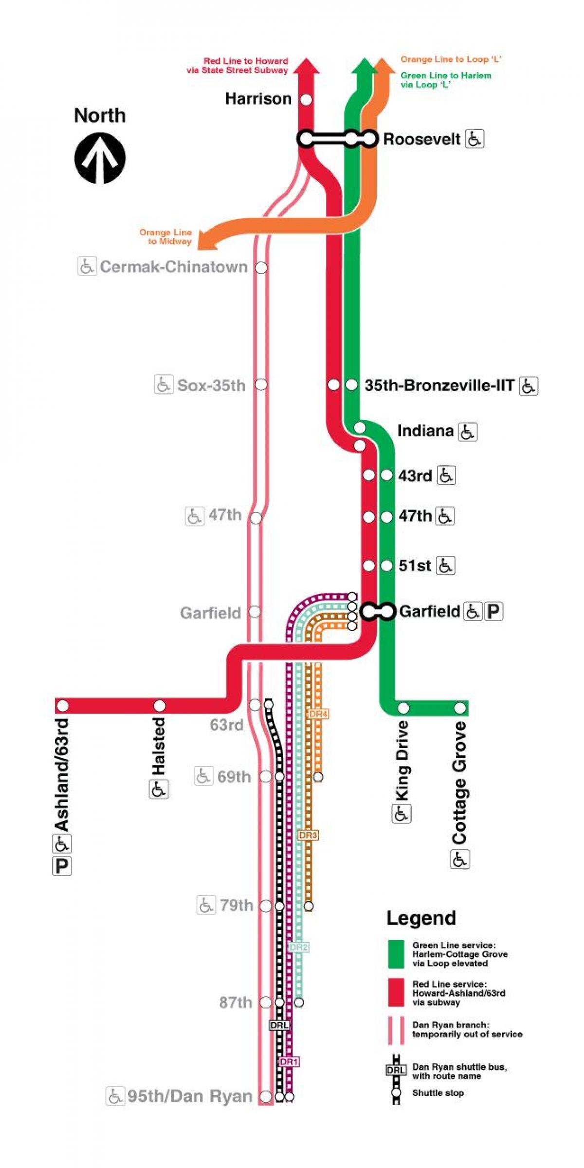 Chicagon juna kartta punainen viiva