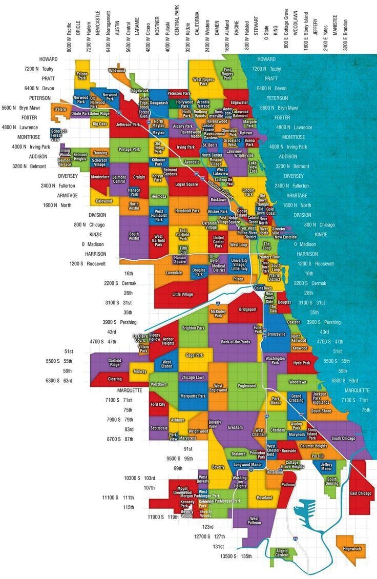 kartta Chicago ja lähiöissä