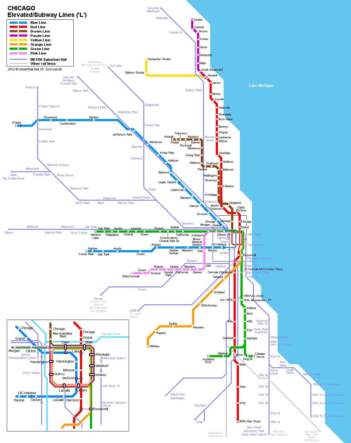Chicago metro station kartta