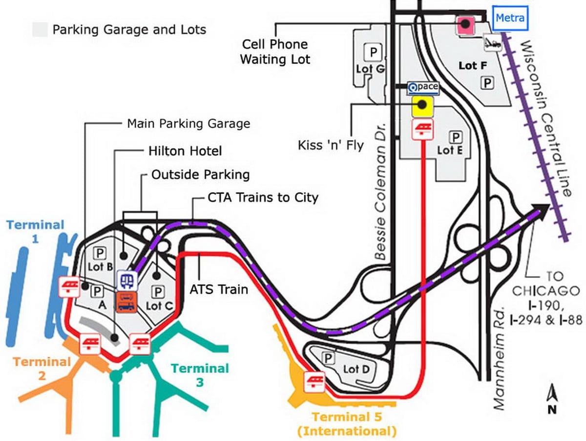 Chicago O ' Hare pysäköinti kartta