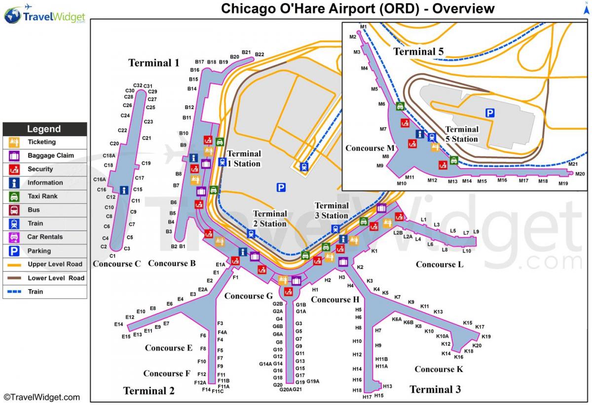kartta Chicago O ' Hare lentokenttä