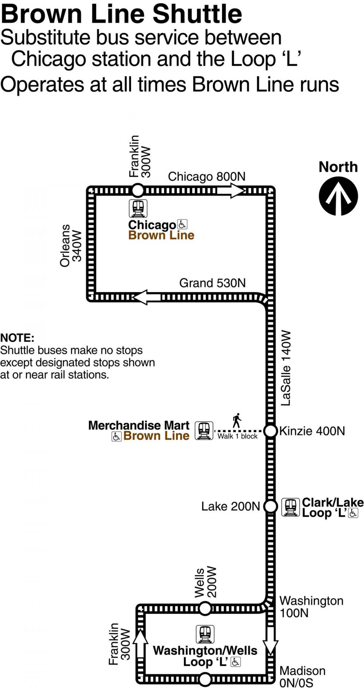 Chicago ruskea line kartta