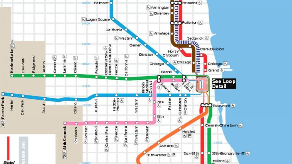 kartta Chicago blue line