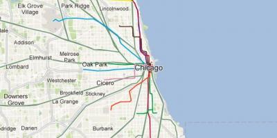 Chicago sininen viiva juna kartta