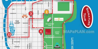 Chicago nähtävyydet kartta