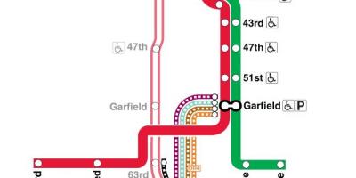 Chicagon juna kartta punainen viiva