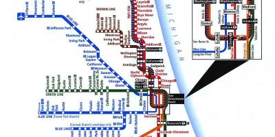 Chicago metro linjat kartta